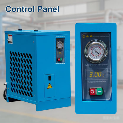 HPDAVV Industrial Heavy Duty Refrigerated Air Dryer, 105 CFM, 0.885 KW, 220V for 30HP Rotary Screw Compressors, R134a Cooling System, Removes Moisture, Oil, Dust for Workshops, Factories, CNC