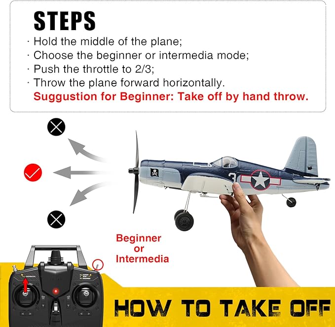 2023 New Upgrade F4U Corsair RC Plane 4 Channel RTF Remote Controlled Aircraft RC Airplane for Beginners Adult with Xpilot Stabilization System &amp One Key Aerobatic