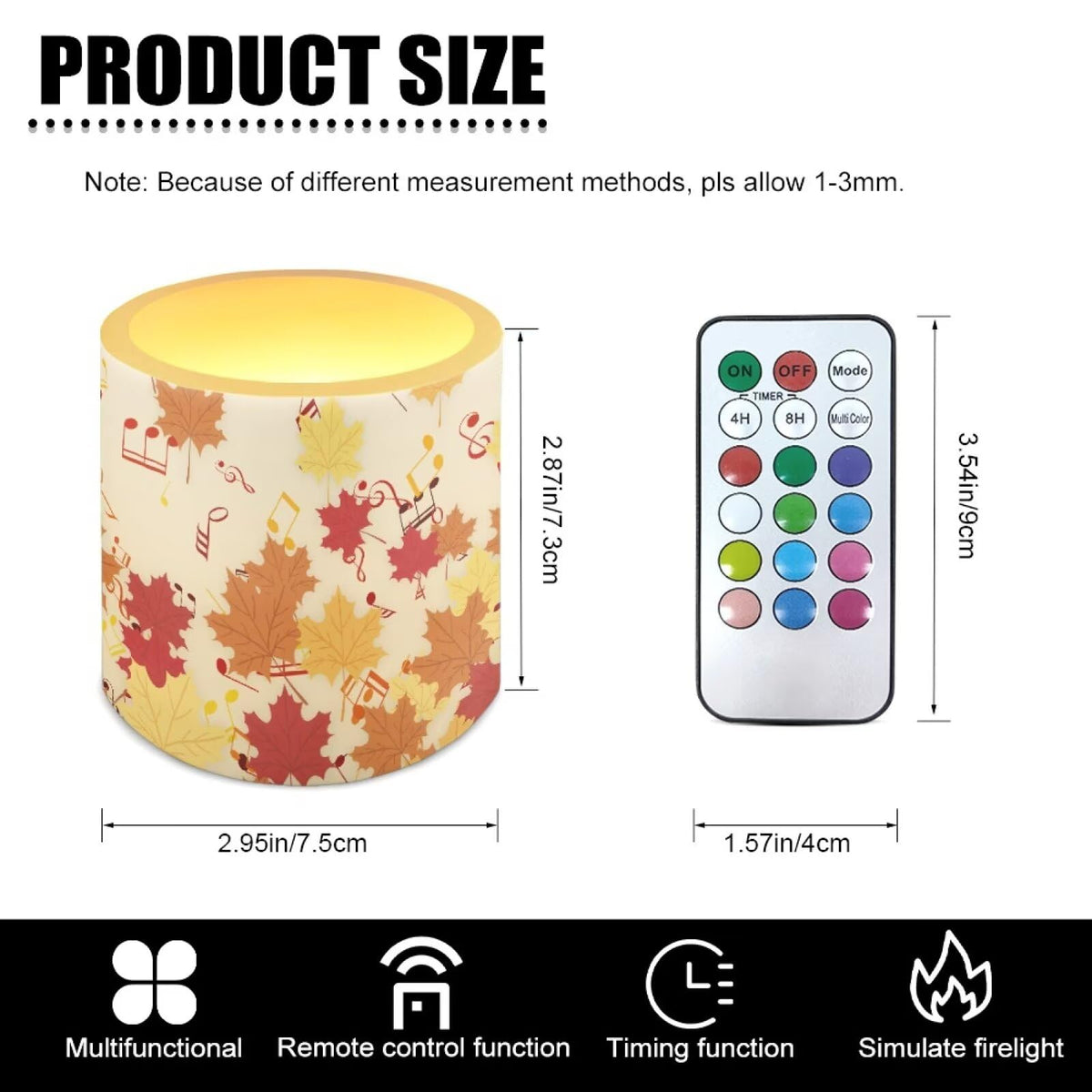 Cozeyat Harvest Leaf Nightstand Flameless Candles 4 Pack Battery Operated LED Pillar Candles with Remote Control Timer Waterproof Dancing Flame for Indoor Outdoor