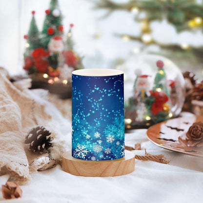 ALAZA Christmas Blue Glitter Snowflakes Flickering Flameless Candles Battery Operated with Remote Timer,Tea Light Candles LED Pillar Votive Candles Set of 2 for Outdoor Indoor Decorations