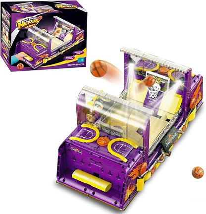 Basketball Arcade Pinball Machine Building Blocks Set for Adults Motorized Tabletop Basketball Board Game with Lights &amp Music STEM Toys Gift Ideas for Sport Lovers