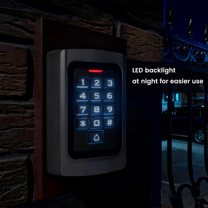 WiFi Access Control Keypad, 12V DC Wireless WiFi TUYA Door Keypad, PIN Code & ID Card Metal Key pad, IP68 Waterproof, 2000 Users, for Garage Door, Gate Opener and Access Control Systems