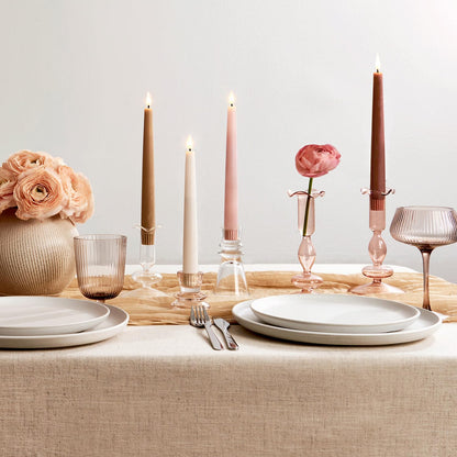 LampLust Flameless Taper Candles with Remote, 9 Inch, 4 Pack Pastel Pink Candlesticks, LED Flickering Flameless Candles for Baby Shower Gender Reveal, Summer Table Decor & Party Decorations