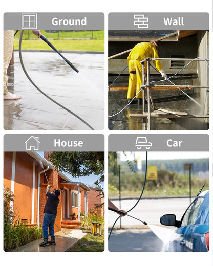 KARHDIR Pressure Washer Hose 125FT 3/8" for Cold and Hot Water 212°F, with Swivel Quick Connect, 4500PSI Kink Resistant Grade Steel Wire Braided, Power Washer Hose With 2pcs M22-14mm Adapter