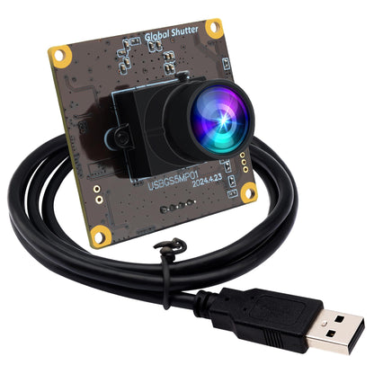 ELP 5MP Global Shutter 50fps USB Camera Module for Computer UVC USB2.0 Lightburn Cam for Laser Engraver High Speed 60fps PC Camera Wide Angle Webcamera for Live Streaming (100°Low Distortion Lens)
