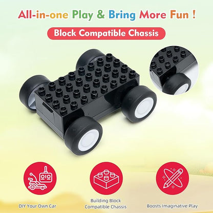 Plush Toy Remote Control Vehicle with 2 Detachable Dolls Kids Electric RC Toy for Boys Girls Ages 2+ Soft Plush &amp Durable Design Suitable for Blocks (Fastfood Truck)