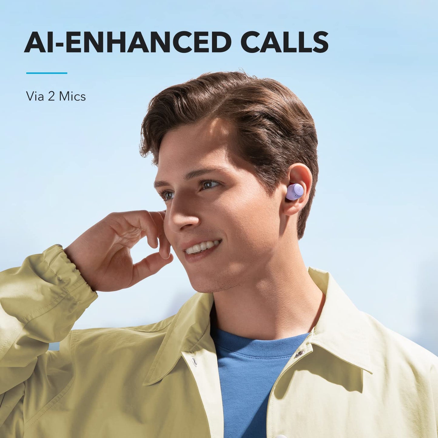 Soundcore by Anker A20i True Wireless Earbuds, Bluetooth 5.3, App, Customized Sound, 28H Long Playtime, Water-Resistant, 2 Mics for AI Clear Calls, Single Earbud Mode (Purple)