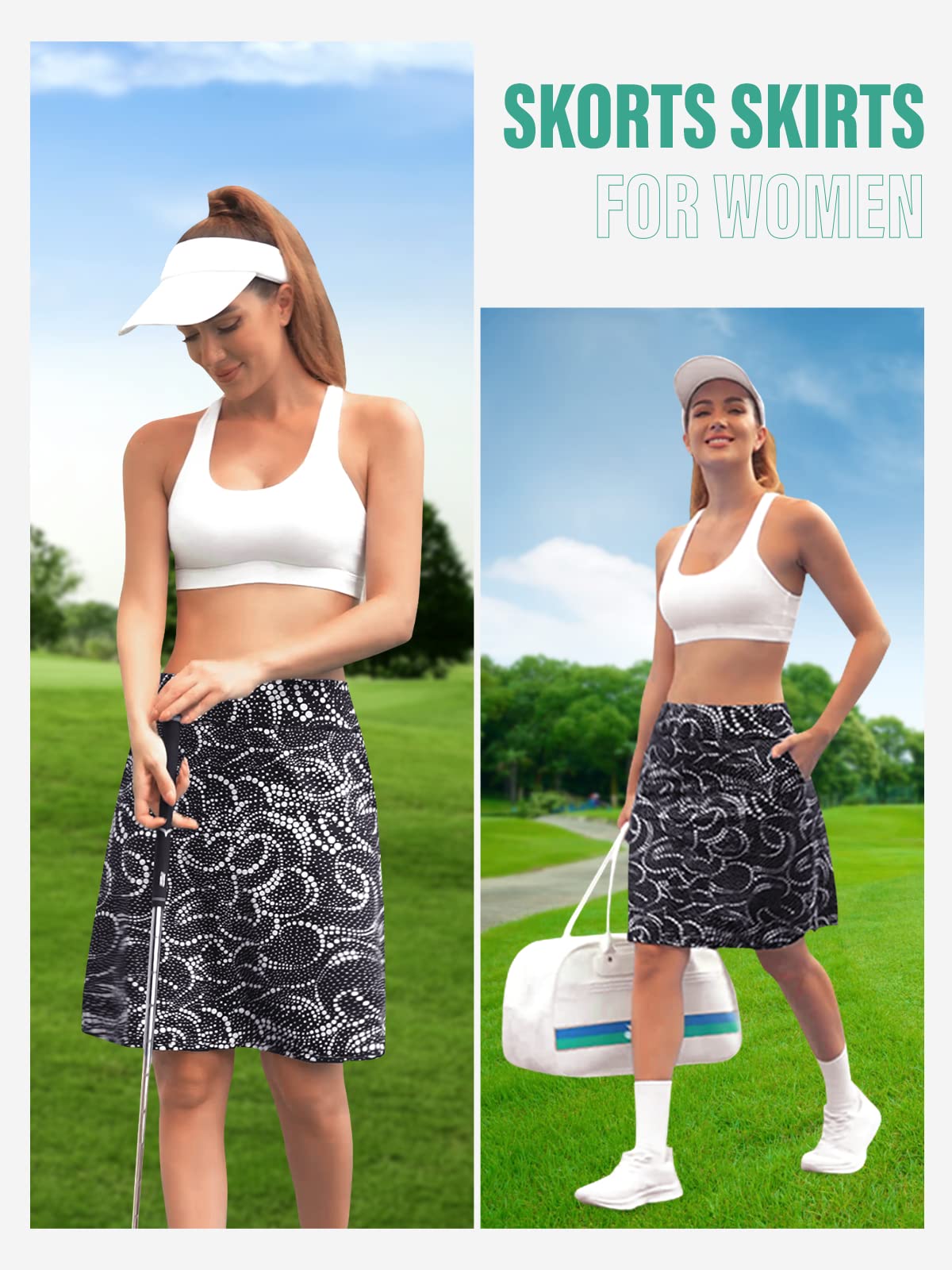 Kimmery Skorts Skirts with Pockets Womens Golf Skirts Knee Length Summer Skorts Dressy Violet M