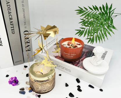 Funny Rotatable Scented Candles Decorative Soy Candle with Carousel Fairy Jar Candle Christmas Birthday Gifts for Women Unique Candle