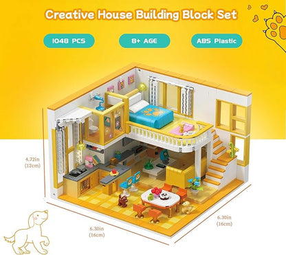 Friends House Building Block Set Pets Collection Small Brick Model Set Creative Mini Toy Building Sets Children’s Day Birthday for Teens Kids Boys Girls 8+ 1048 PCS