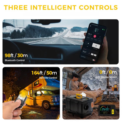 8kW Diesel Heater, 5L Toolbox Compact Portable Diesel Air Heater, 12V/24V/110V ALL IN ONE Fast Heating, with APP Control, Ventilation Mode, Parking Heater for Cars RV Camper Tent Garages