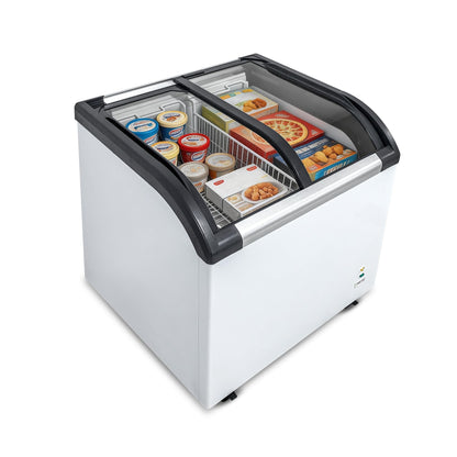 6.9 Cu.Ft Commercial Ice Cream Freezer,29" Ice Cream Display Freezer,ETL NSF Certified,Chest Freezers with LED Light and 2 Removable Baskets,Lockable Wheels,Sliding Door for Store Supermaket,White