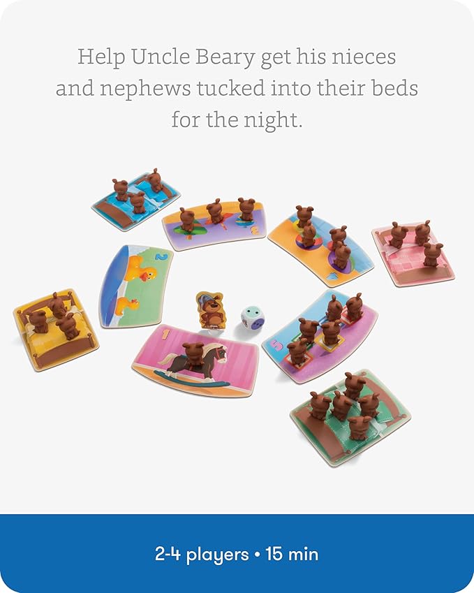 SimplyFun Uncle Beary’s Bedtime - an Engaging and Educational Toddler Game - Learn to Develop Counting Skills Focus and Self Control - 2 to 4 Players for Kids Ages 3 &amp Up