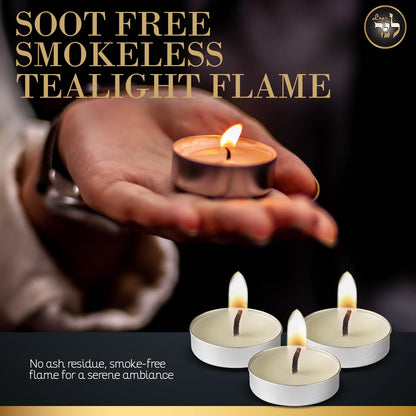 L’ner 1.5 Hour MINI Tealight Candles, 200 Pack – Smokeless & Dripless Unscented Tea Lights, Plant-Based Wax, Lead-Free Cotton Wick – Premium Quality Tea Lights for Shabbat, Memorial, Home, Weddings