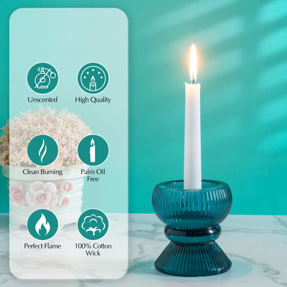 Hausware 36 Pack Taper Candles, 8 Hour Burn Time,Unscented Dripless and Smokeless, 10 inch Elegant Premium Quality Dinner Candle for Home Décor, Restaurant, Wedding, Party Candlesticks (White)