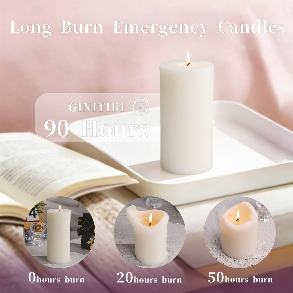 2 Pack Natural Ivory Soy Pillar Candles, 2.8x6 in Hand-Poured Unscented Soy Wax Candles, 180 H Burn Time, Non-Toxic, Smokeless Dripless Rustic Pillar Candle for Dinner Table, Wedding, Home, Bathroom