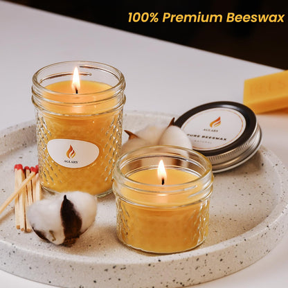 AGLARY Beeswax Candle in Glass, 5oz,Over 26H Burn Time, Elegant and Natural Home Lighting,Unscented Beeswax-Raw