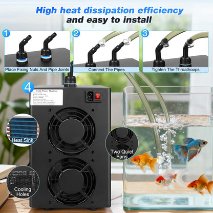 MLJHFC 42Gal Aquarium Chiller 1/10 HP 160L Quiet Compressor Refrigeration Hydroponic Cooling System Suitable for Aquariums Salamanders Coral Reefs Jellyfish