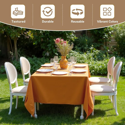 sancua 2 Pack Tablecloth Rectangular 60x102 Inch Light Brown, Thanksgiving Table Cloth Rectangle for 6 Foot Tables - Stain and Wrinkle Resistant Washable Polyester Cover for Fall Dining Parties Bronze