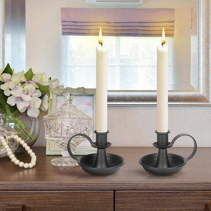 Mofunci Retro Black Candlestick Holders, Iron Taper Candle Holders Set of 2, Candle Sticks Holder Decor for Wedding Party Home Table Mantel
