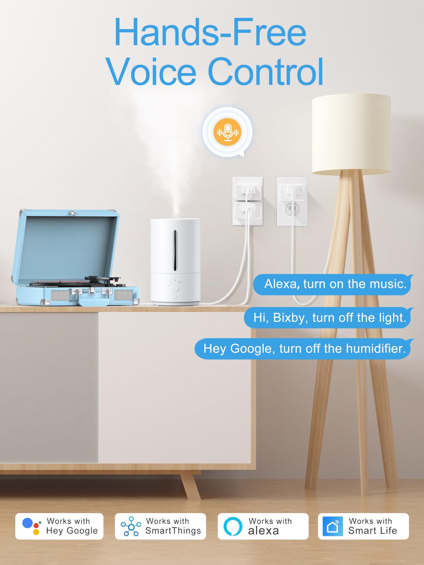 EIGHTREE Mini Smart Plug 5GHz & 2.4GHz Wi-Fi, Compatible with Alexa & Google Home & SmartThings, Remote Control, Timer, White, Type A/B Plug
