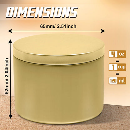 YJHSS 24-Pack 4oz Candle Tins with Lids, Metal Candle Jars for Candle Making, Empty Containers Vessels Bulk for Small Business & Beginners DIY Storage -Gold