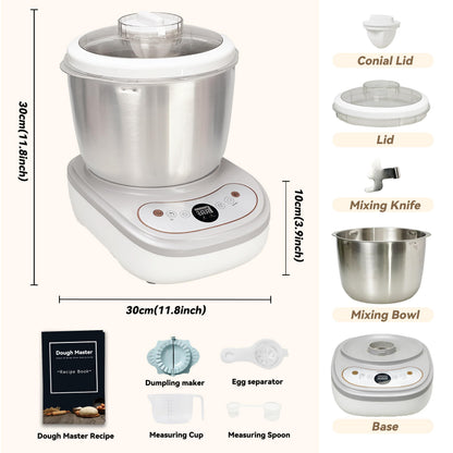 Dough Mixer with Fermentation Function, 5.3Qt Large Capacity Dough Maker for Bread, Pizza & Sourdough, Electric Dough Kneading Machine with Stainless Steel Bowl and Touch Control Panel