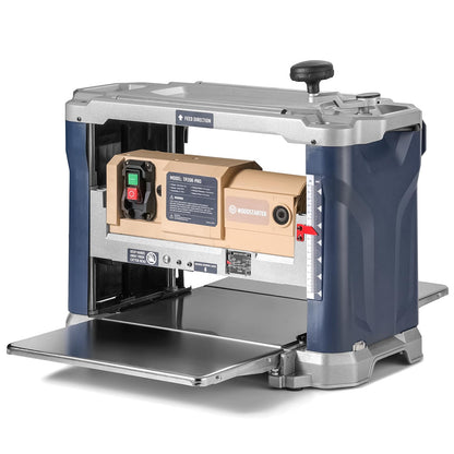 WOODSTARTER 13-Inch Benchtop Wood Planer, 10,000 RPM with 3 HSS Blades, 21 ft/min Feed Rate, Adjustable Planing Height 1/4" to 6-1/4", Multi-Size Dust Port, Overload Protection for Woodworking