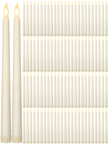 Retisee 300 Pcs 11 Inch Flameless Taper Candles LED Candles Bulk Battery Operated Taper Candle Flickering LED Candlesticks for Valentines Birthday Wedding Party Decor (Classic Style,Ivory)