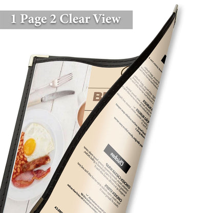FVIEXE 12PCS 8.5 x 14 Inch Menu Covers Single Page 2 View, Transparent Restaurant Menu Holder for Restaurant Bar Cafe (Black)