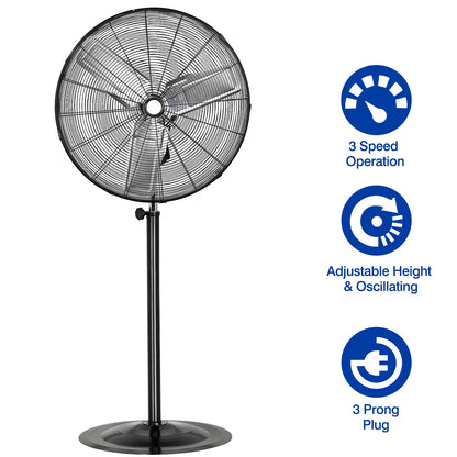 BILT HARD 8900 CFM 30" High-Velocity Industrial Pedestal Fan, 3-Speed Heavy Duty Industrial Standing Fan with Metal Aluminum Blades and Adjustable Height, Idea for Commercial, Shop, and Garage, 2 Pack