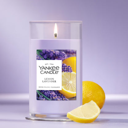Yankee Candle Medium Pillar Scented Candle with up to 115 Hour Burn Time, Premium Plant Wax Blend for Consistent Burn, 14.25 oz Pillar Candle with Room Filling Fragrance, Lemon Lavender