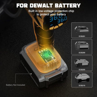 Tire Inflator Air Compressor Compatible with DeWalt 20V Battery Power, LIVOWALNY 160PSI Cordless Portable Electric Air Pump with Digital Pressure Gauge for Car Motorcycles Bike Ball Auto (No Battery)