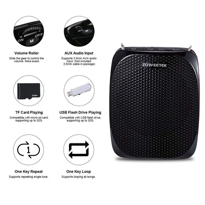 ZOWEETEK Original Voice Amplifier for Teachers with 2 Microphones, Wireless Voice Amplifier Microphone Headset, Portable Speaker Megaphone for Classroom, Training, Teaching, Yoga, Meeting, Speech