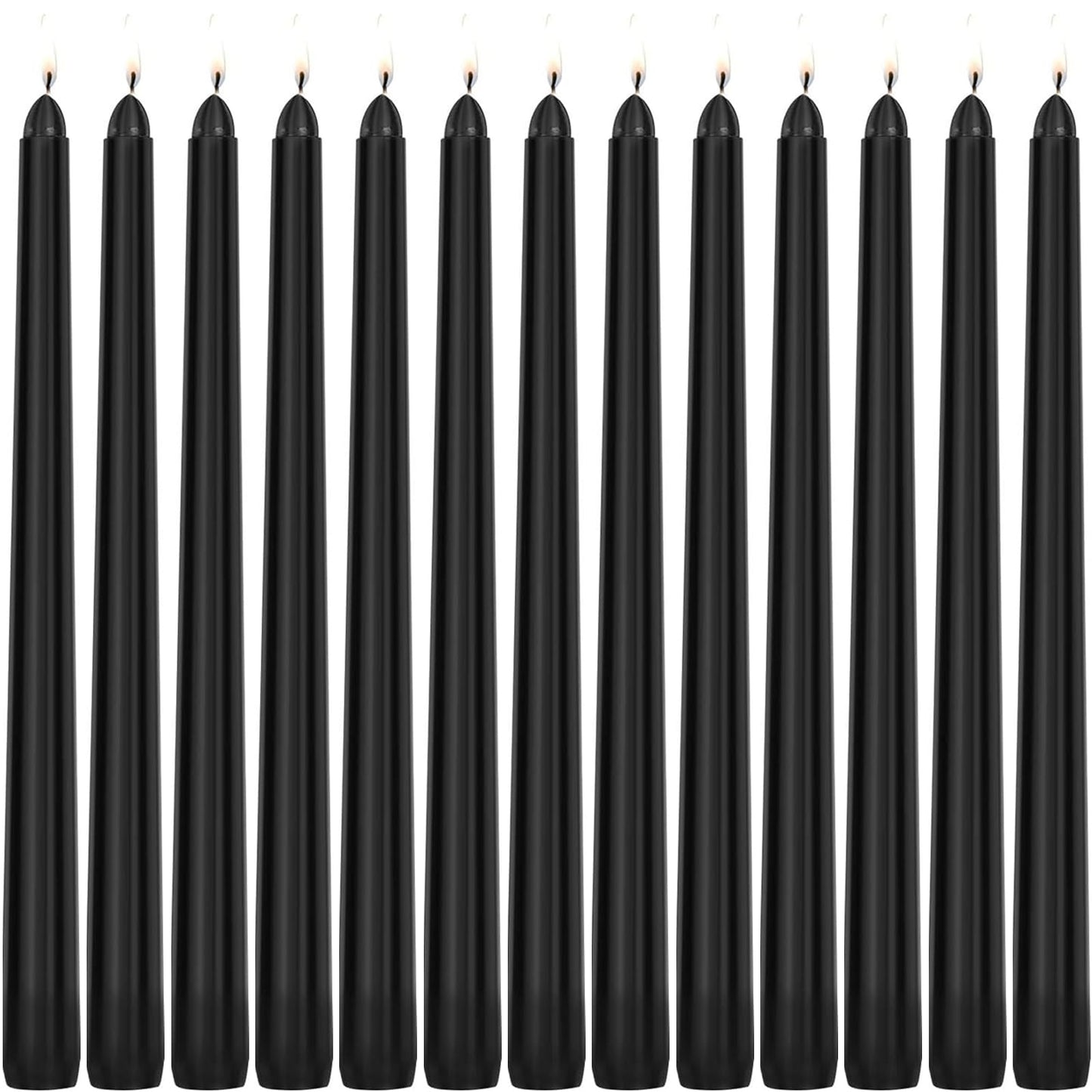 12 Pack Tall Taper Candles, Keismodye 25 cm (10 inch) Unscented Christmas Long Lasting Taper Candles for Dinner Table, Candlesticks, Advent, Vigil, Thanksgiving, Christmas Day (Black)