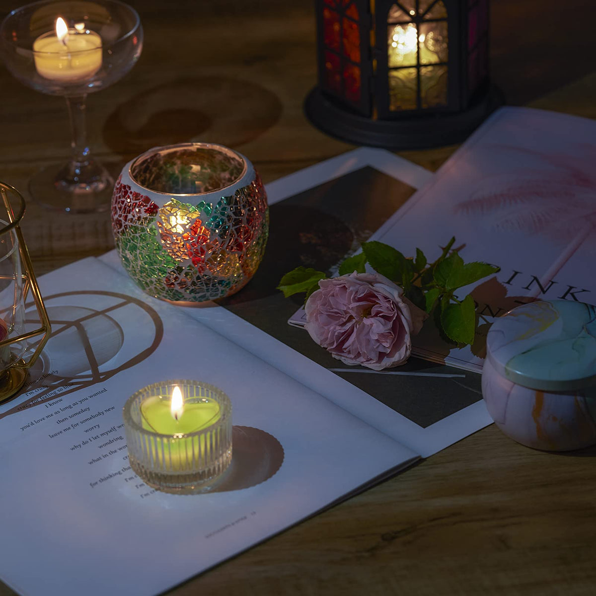 CandMak Tea Light Candle Cups, 50pcs Clear Polycarbonate Plastic Empty TeaLight Mold Tin Container with 50pcs TeaLight Candle Wicks (Square)