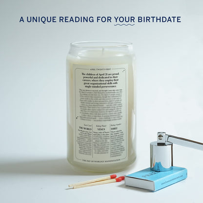 Birthdate Candles, April 21 - Taurus Zodiac Scented Candles Birthday Gift - Cedar, Sandalwood & Eucalyptus Scent - All-Natural Soy & Coconut Wax, 60-80 Hour Burn Time - Made in USA