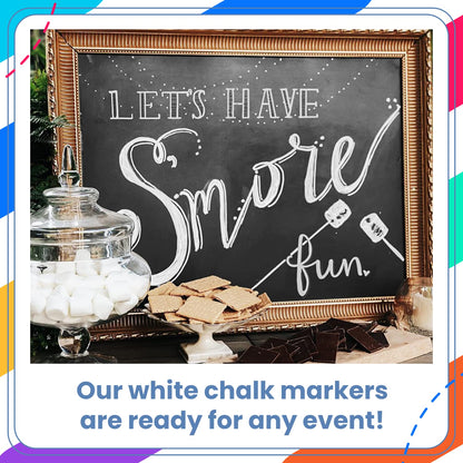 Chalkola White Chalk Markers for Blackboard, Chalkboard Sign, Window, Bistro, Car, Glass (5 Pack 6mm) - Liquid Chalkboard Markers Erasable - Paint Chalk Pens Washable Ink Reversible Tip