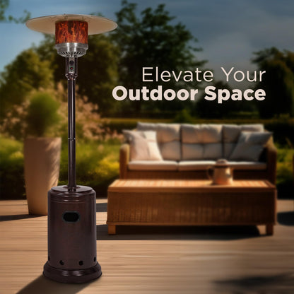 Amazon Basics 46,000 BTU Portable Outdoor Propane Patio Heater with Wheels, Commercial & Residential, Easy to Use, with Water Tank, Havana Bronze, 32.1 x 32.1 x 91.3 inches