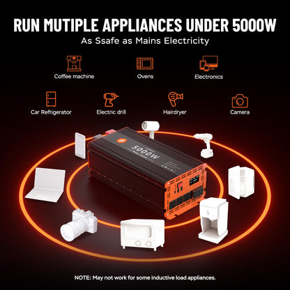 Power Inverter 12V DC to 110V with AC Outlets Converter Inverter (5000W-005)