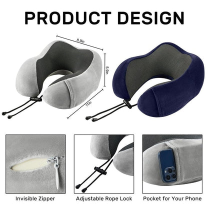 urnexttour Travel Pillow for Airplane-2 Pack Memory Foam Neck Pillows, Soft Support Travel Essentials for Travelling, Sleeping Rest, Car, Train and Home Use(Grey&Blue)