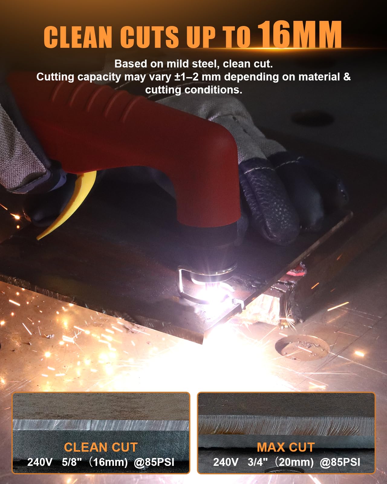 HIZONE 55A Plasma Cutter Machine, High Frequency Non-Touch Pilot Arc Plasma Cutting Equipment with LCD Display, 120/240V Cutting Machine, 2T/4T Function, Post Flow, 3/4" Max Cut, Ideal for Beginners