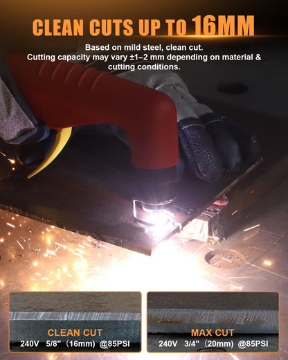 HIZONE 55A Plasma Cutter Machine, High Frequency Non-Touch Pilot Arc Plasma Cutting Equipment with LCD Display, 120/240V Cutting Machine, 2T/4T Function, Post Flow, 3/4" Max Cut, Ideal for Beginners