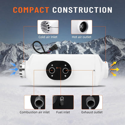 KIMORE 12V 8KW Diesel Air Heater, Remote Control and LCD Display Diesel Heater with Muffler No-Punching 9L, Aluminum Alloy Portable Diesel Heater with Knob Switch Tank for Car RV Trailer Van Boat