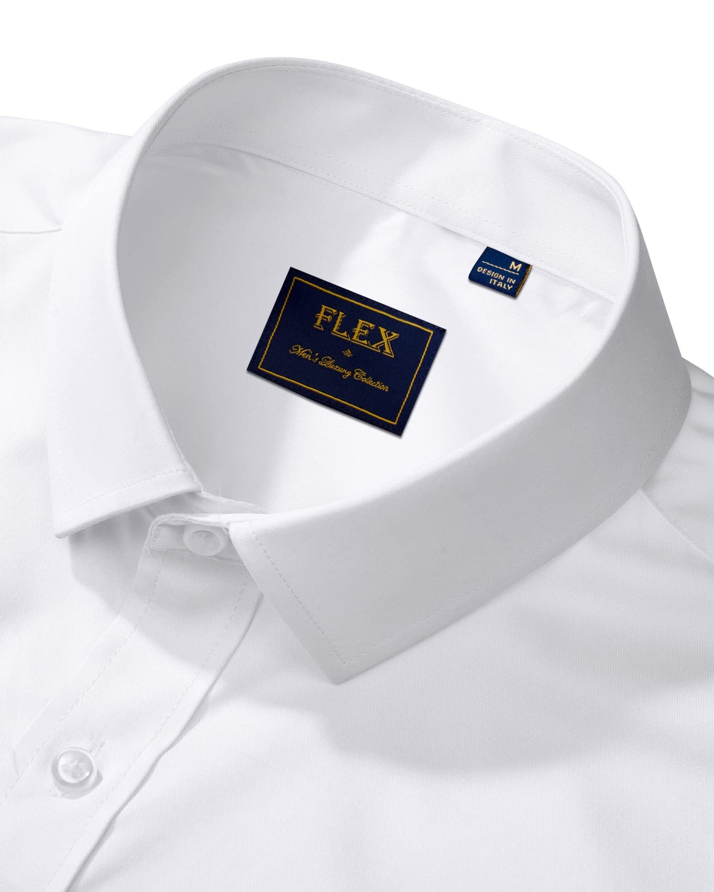 J.VER Men's Dress Shirts Solid Long Sleeve Stretch Wrinkle-Free Formal Shirt Business Casual Button Down Shirts White Medium