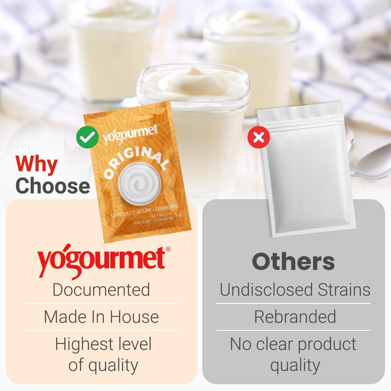 Yogourmet Yogurt Starter (16 Pack) - Make Yogurt at Home - Starter Culture - All Natural, Gluten Free, Kosher, Halal - 3 g Sachets