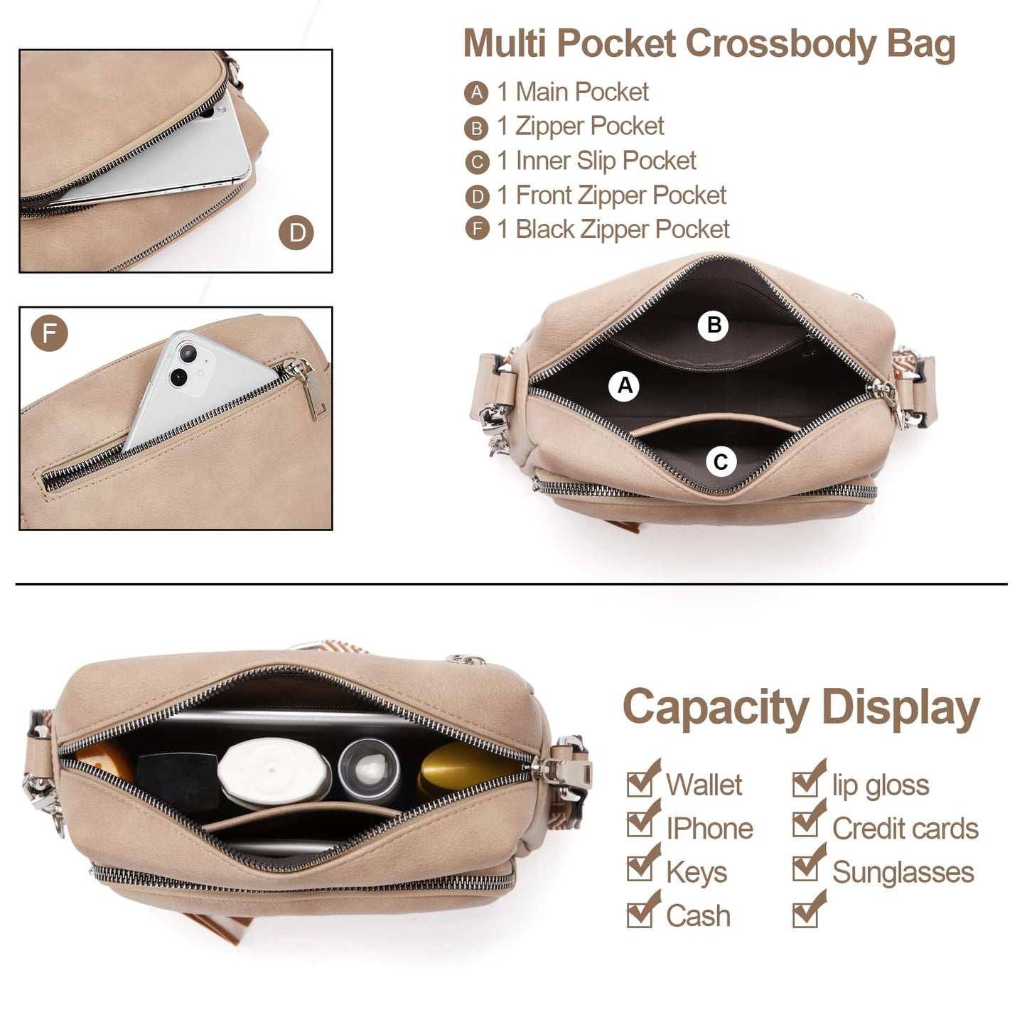 CLUCI Crossbody Bags for Women Trendy, Vegan Leather Shoulder Handbags，Purses for Women with Adjustable Wide Strap