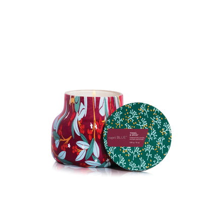 Capri Blue Tinsel & Spice - Pattern Play Holiday Candle - Petite Glass Jar - Luxury Candles - Scented Candle with Notes of Juniper Berry & Cinnamon - Decorative Gift (8 oz)