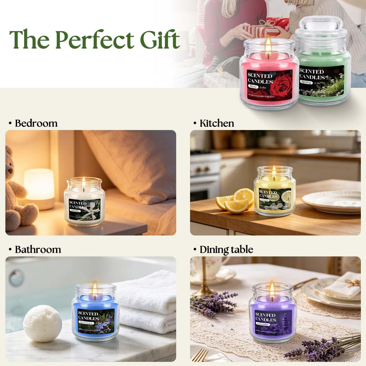 CLTNIKET 12-Pack 3.5oz Scented Candles Gift Set - Natural Soy Wax, Cotton Wick Aromatherapy Candles, Six Different Fragrances for Home Decor & Perfect Summer Gifts.