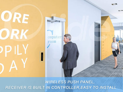 Olideauto Wireless Push Open Commercial Hospital/Home/Office/Shopping Mall Swing Door Opener for Max Door Weight 264lbs with Wireless Slimline Push Buttons
